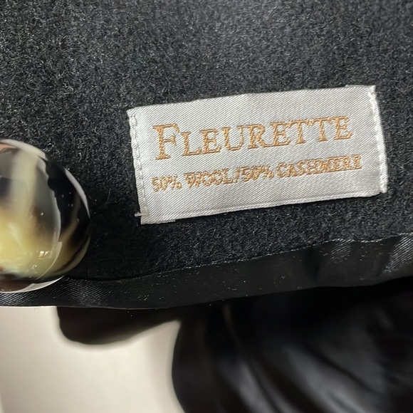 Fleurette Black Wool Cashmere Button Front Winter Coat Longline - Picture 6 of 14